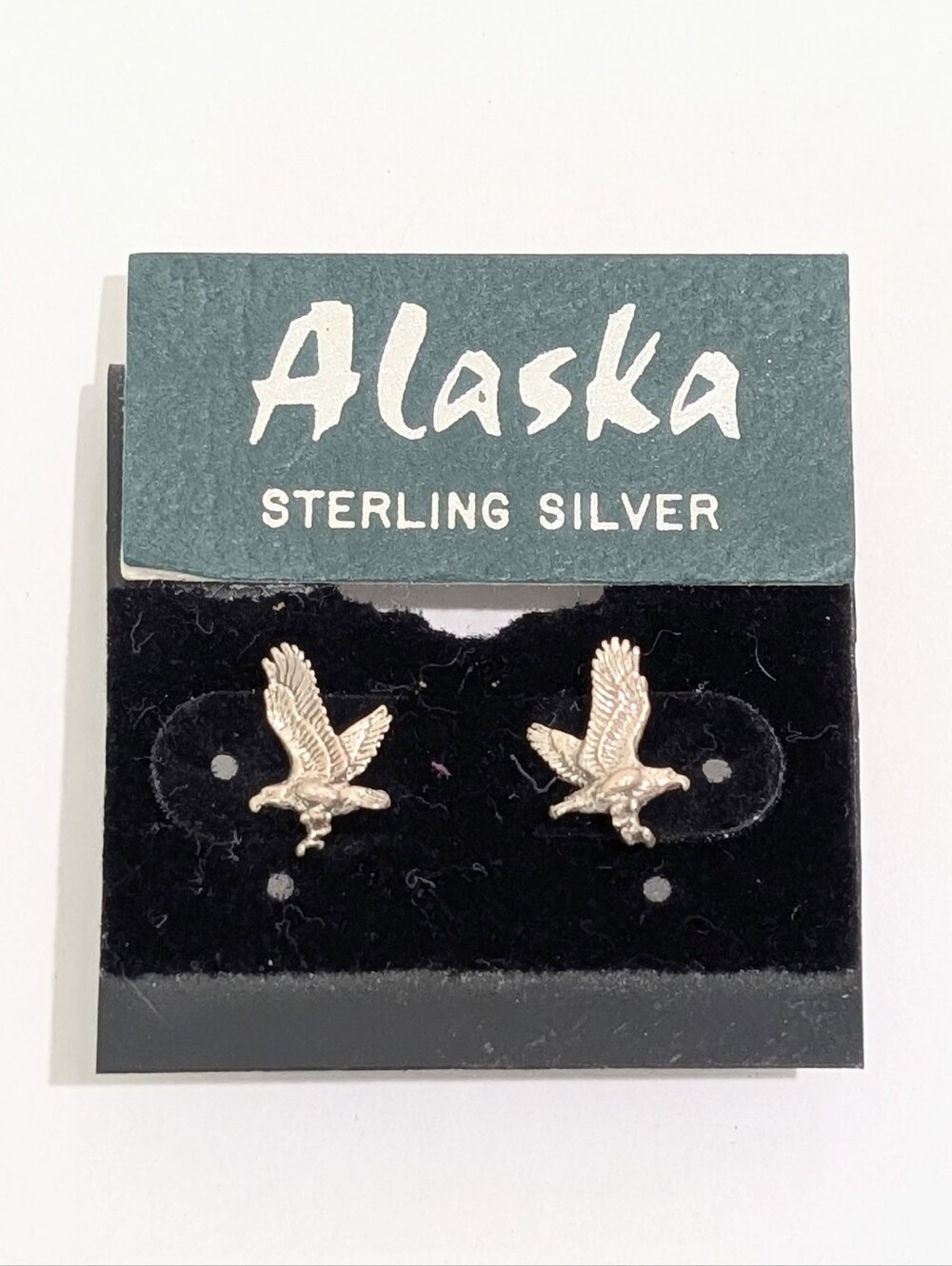 New Alaska Sterling Silver 10mm Detailed American Eagle Stud Earrings